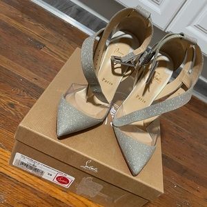 CHRISTIAN LOUBOUTIN NIB MULTIMISS 100 GLITTER LEATHER HEELS PUMPS 39
